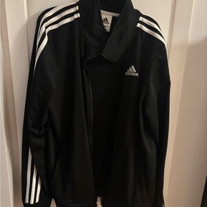 Adidas unisex Black and White track jacket with zipper